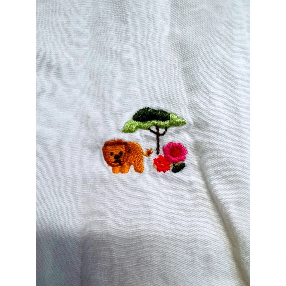 Gymboree 4T Safari‎ Animals Embroidered Halter Dress Girls White Cotton Summer